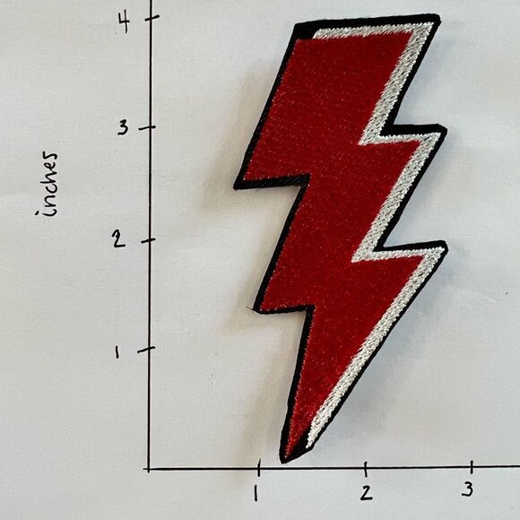 Retro Lightning Bolt Embroidered Patch - Picture 2 of 3